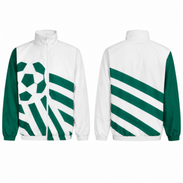 Emerald and White Color-Block Track Jacket