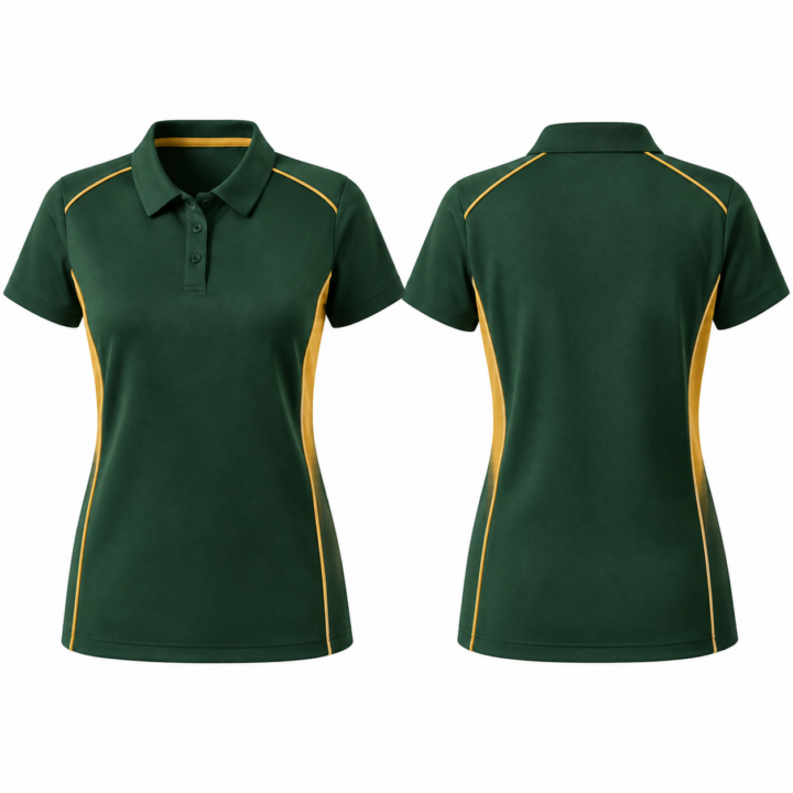 Gold and Forest Green Short Sleeve Polo Shirt