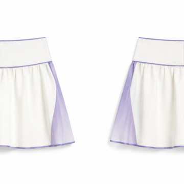 White and Purple Pleated A-Line Mini Skirt