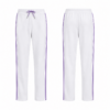 White and Purple Straight Leg Sweatpants with Side Stripe