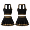 Gold and Black Ribbed Knit Crop Top and Mini Skirt Set
