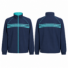 Navy and Turquoise Zip-Up Track Jacket with Stand Collar