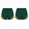 Gold and Forest Green Athletic Shorts with Dolphin Hem and Contrast Trim