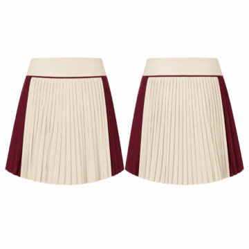 Cream and Maroon Drawstring Mini Skirt