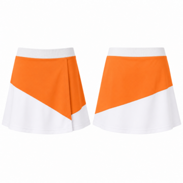 White and Orange Color Block Flared Skort
