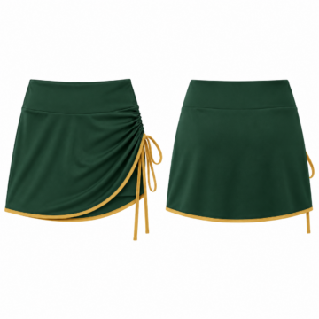 Forest Green and Gold Ruched Mini Skirt