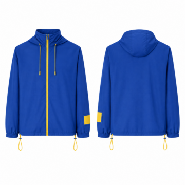 Royal Blue and Yellow Hooded Zip-Up Lightweight Jacket