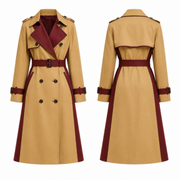 Gold and Maroon Button-Down Fitted Coat