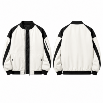 White and Black Colorblock Lightweight Coat