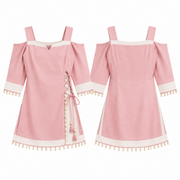 Pink and White Color Block Crew Neck Short Sleeve Top